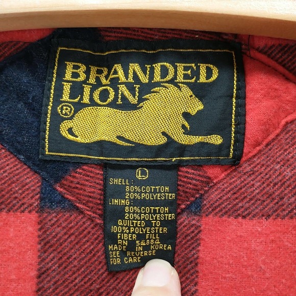Branded Lion Men's Full Zip Vest Red Large Sleeveless Plaid Front Pocket Vintage - Picture 10 of 13